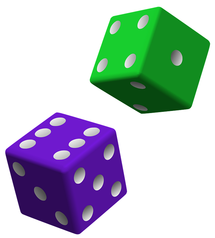 Pair of green and purple dice