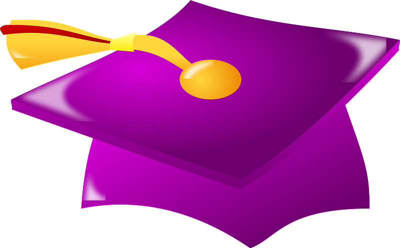 Purple graduation mortarboard with tassel