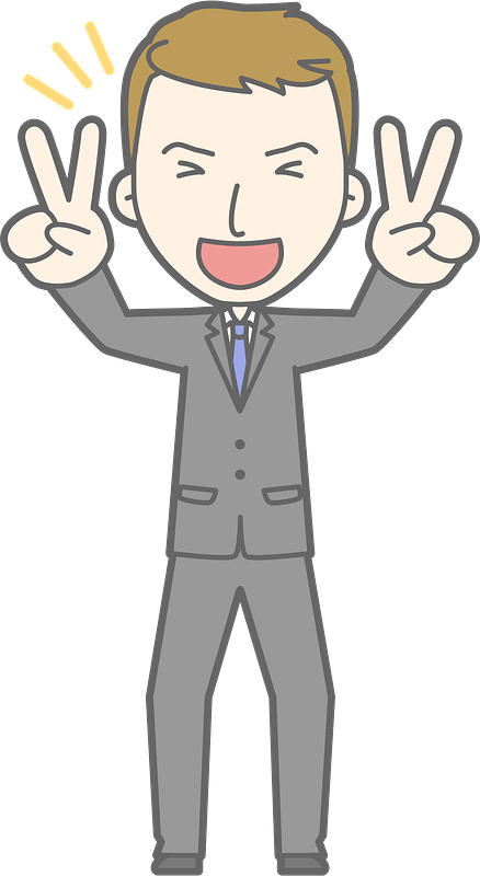 (Kevin) Businessman is Giving V Sign
