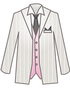 White Dinner Jacket, Pink Vest, White Shirt, and Necktie