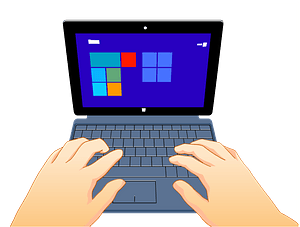 Hands are Typing on a Laptop Computer