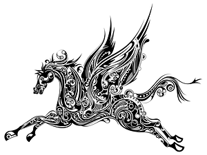 Abstract Winged Horse Silhouette