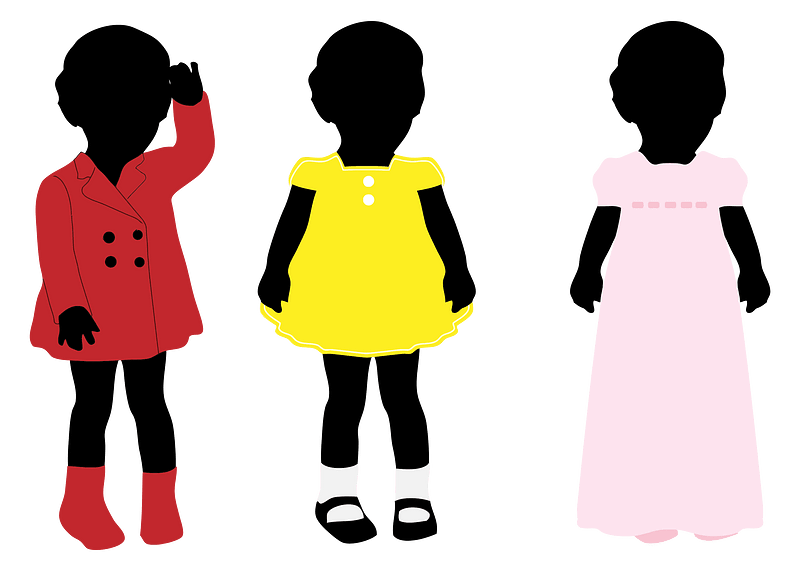3 Girls Wearing Colorful Dresses