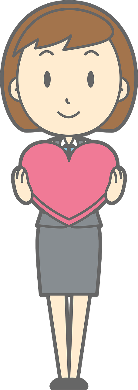 (Ingrid) Office Lady is Holding a Pink Heart