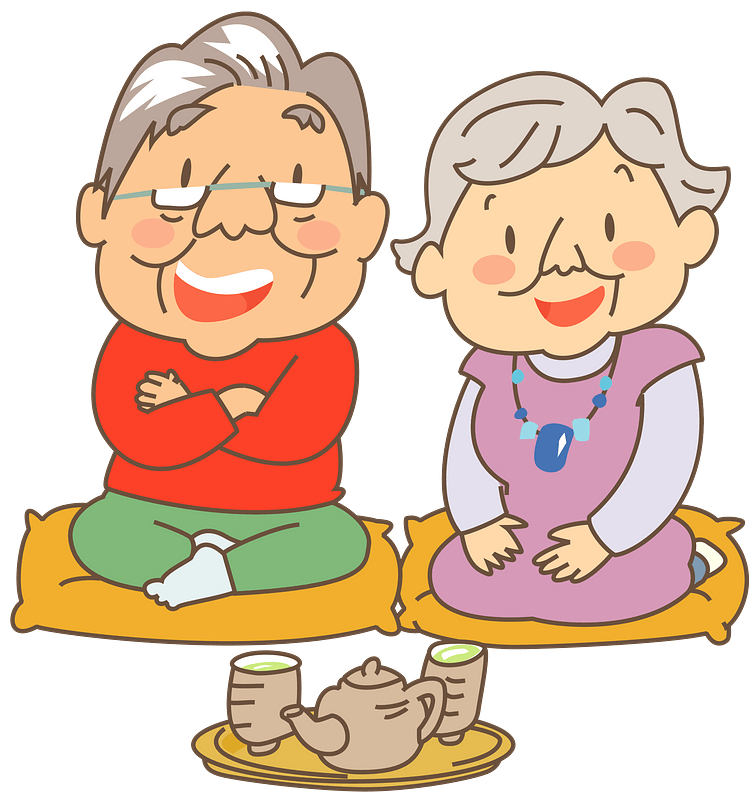 Old Couple is Drinking Green Tea