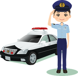 Police Officer in front of his Car