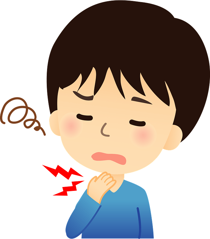 Boy is Sick with a Sore Throat and Cold