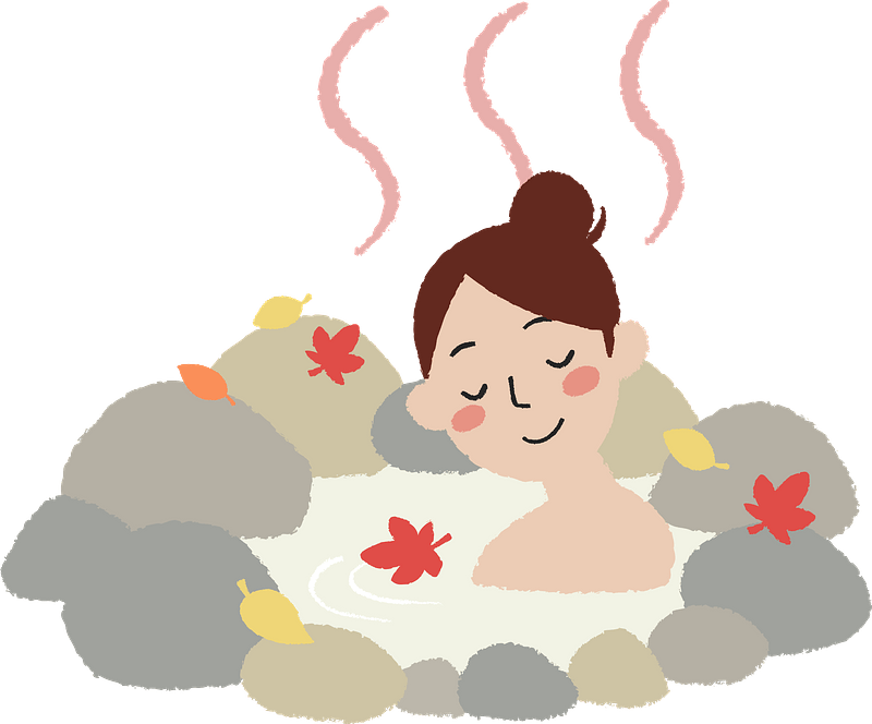 Woman is Relaxing in a Hot Springs