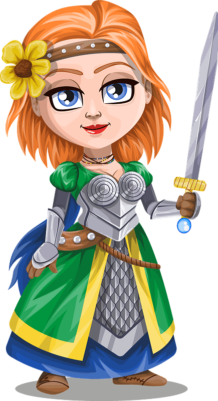 Red Haired Woman Warrior with Armor and Sword