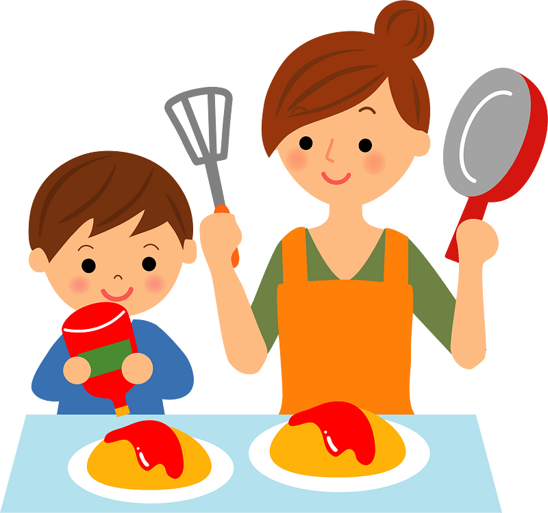 Mother Son Cooking Omurice