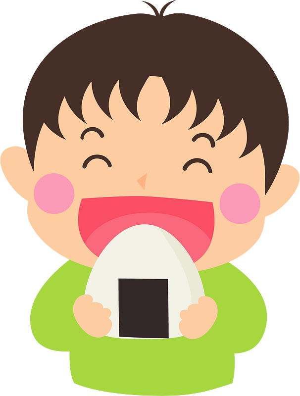 Boy Eating Rice Ball