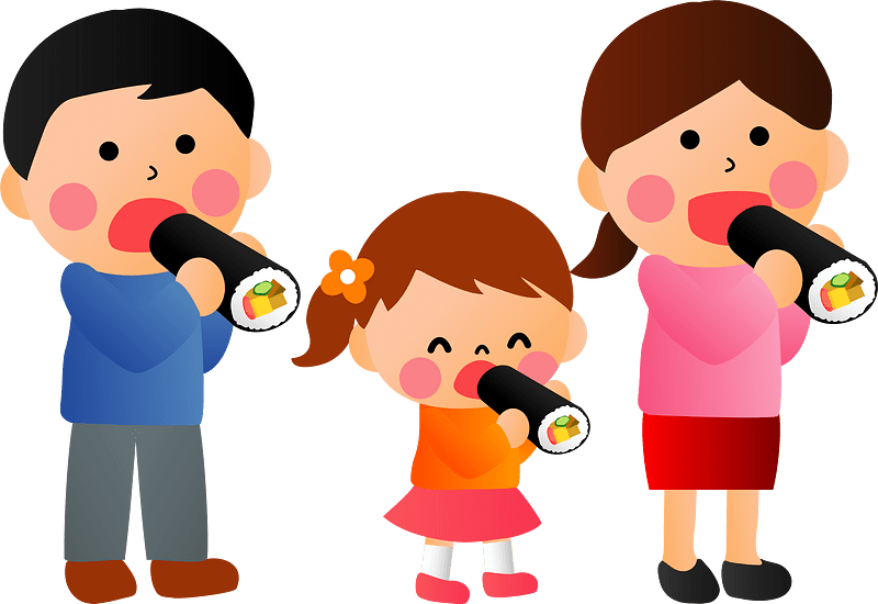 Ehomaki Eating Family