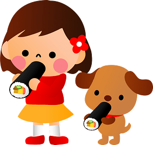 Ehomaki Eating Girl Dog