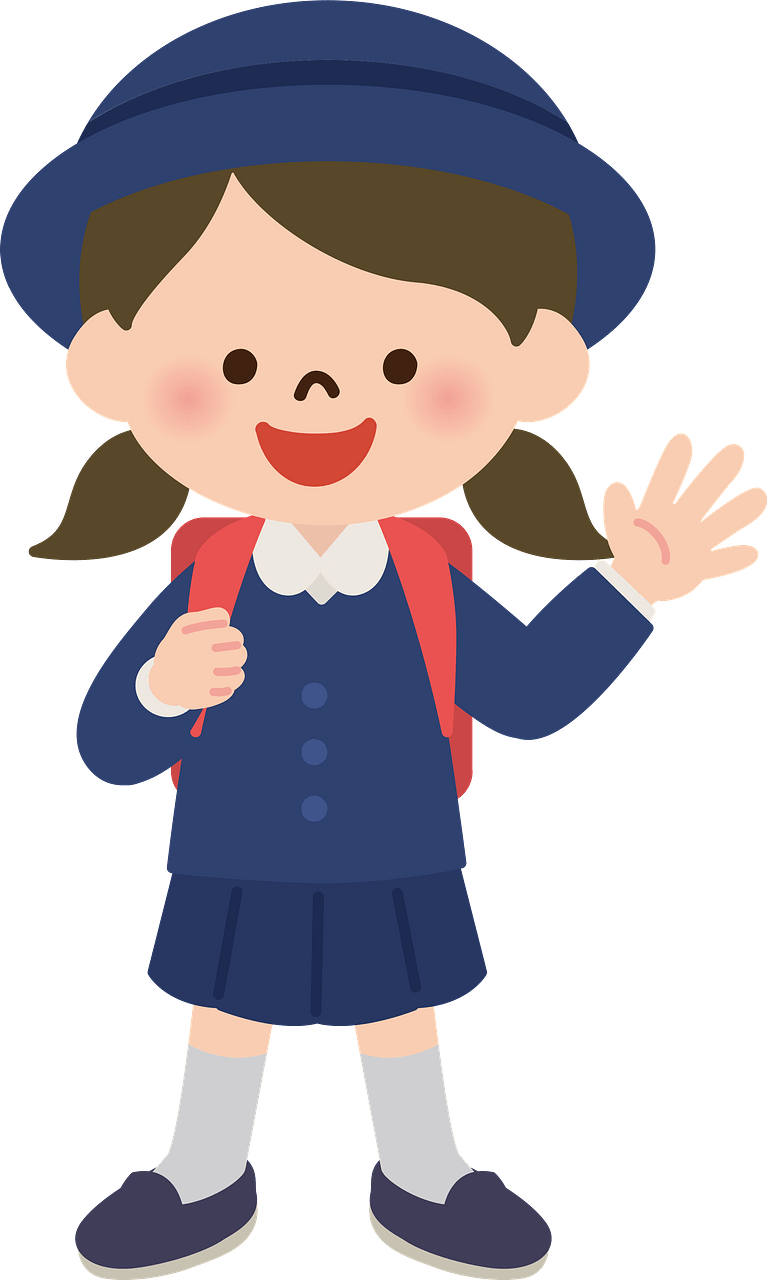Schoolgirl is Waving