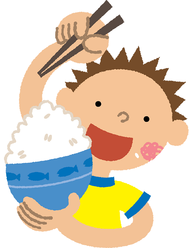 Boy Eating Cooked Rice