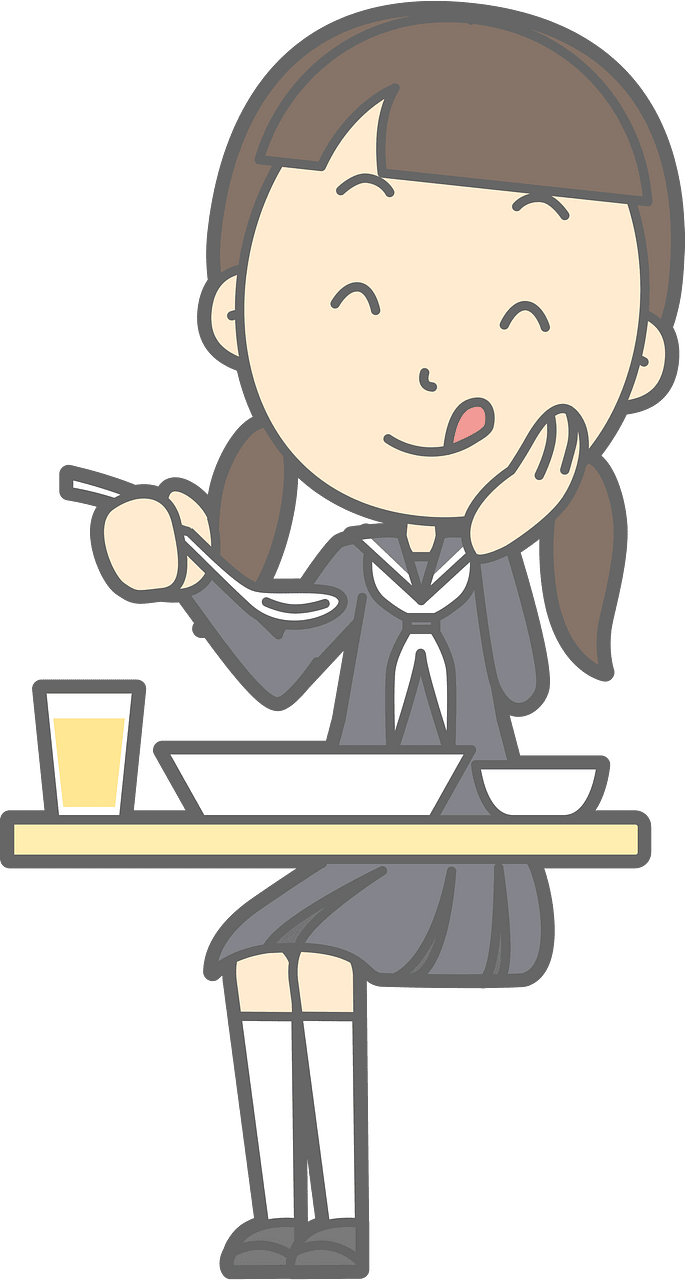 Female Student Eat Delicious