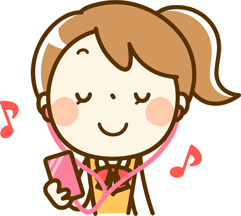 Female Student Listening Music