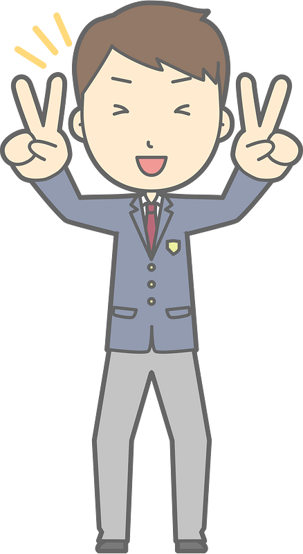 Male Student V Sign