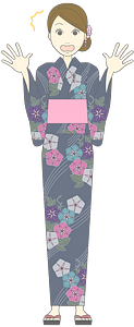 Woman Girl Yukata Surprised