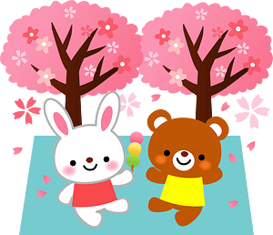 Rabbit Bear Hanami Cherry Blossoms