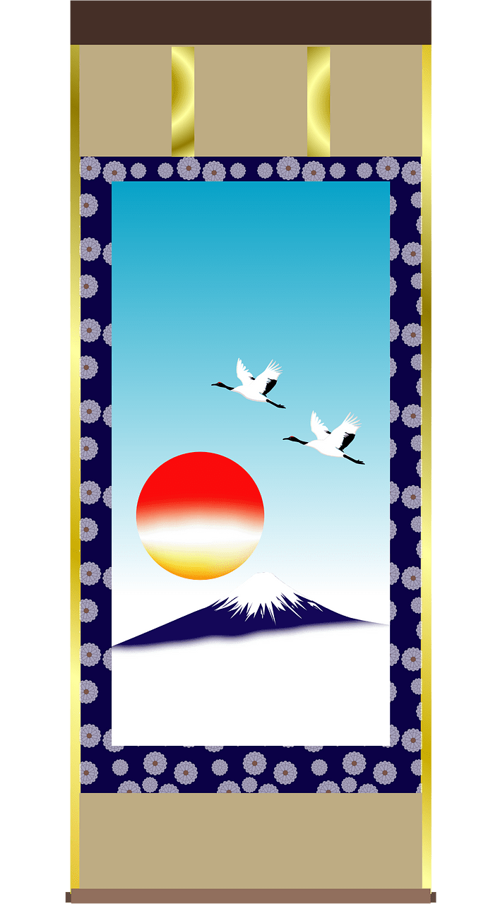 Hanging Scroll Fuji Sunrise