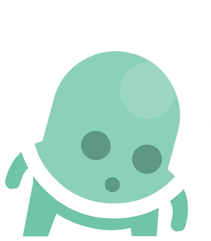 Green alien look down