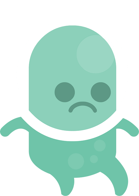 Green alien sad