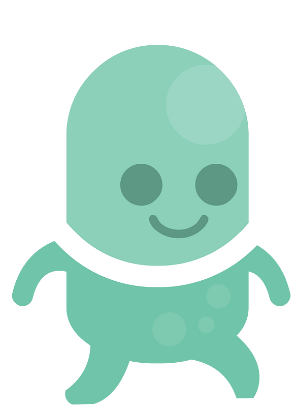 Green alien smiling