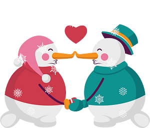 Snowman couple in love