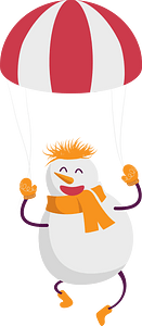 Snowman parachuting