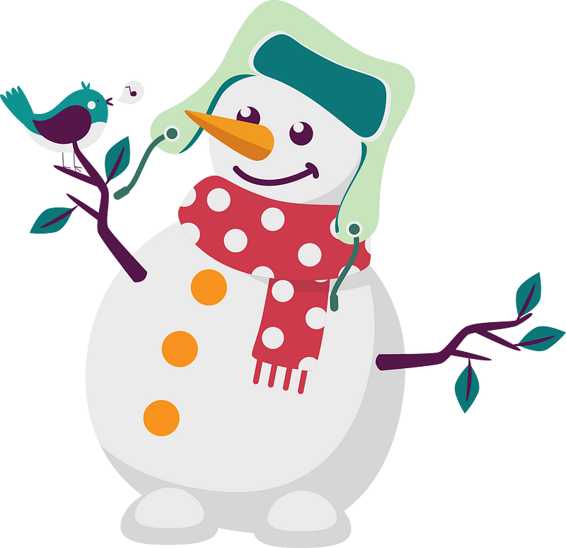Snowman with a bird