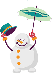 Snowman with umbrella