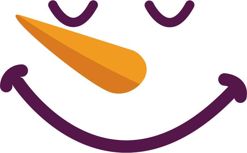 Snowman face smiling with closed eyes