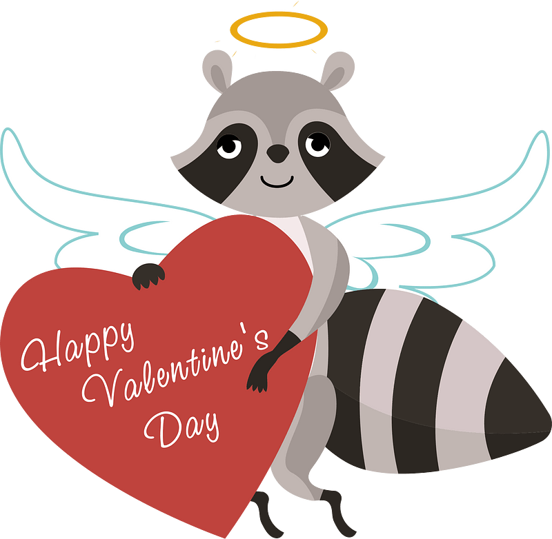 Saint valentine racoon cupid - Free vector clipart images on creazilla.com