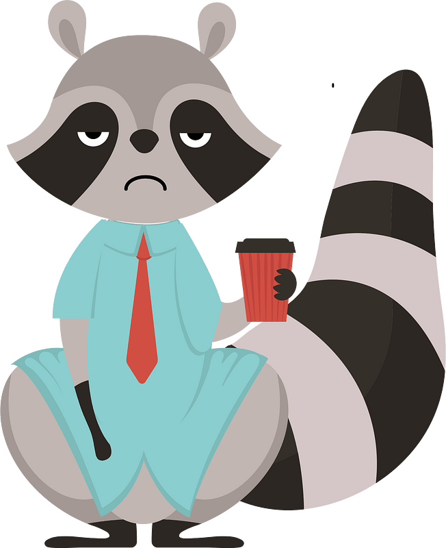 Sleepy racoon in office