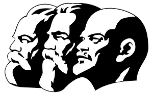 Karl Marx, Friedrich Engels and Vladimir Lenin