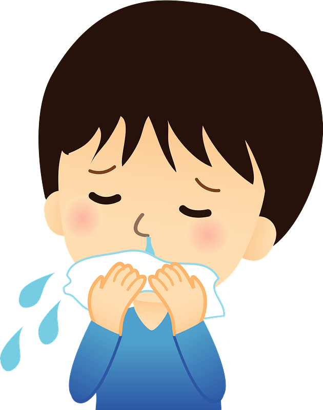 Man is Blowing Nose in a Tissue