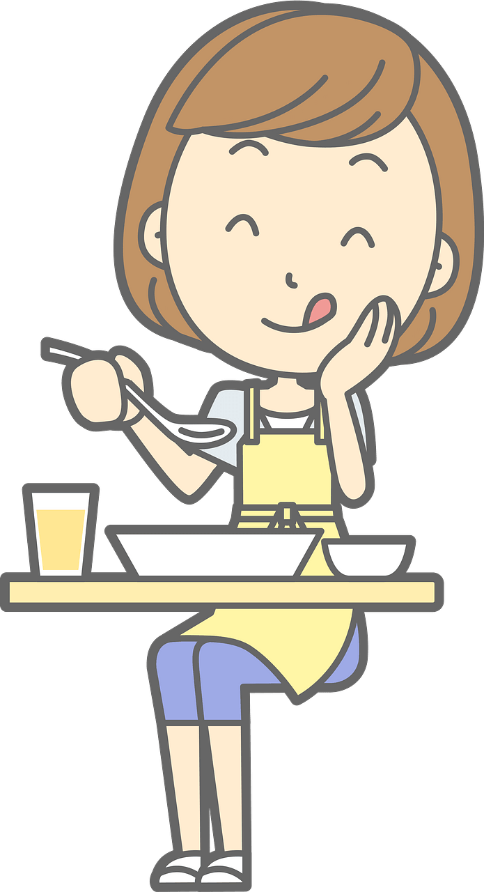 (Amy) Woman is Eating a Delicious Meal