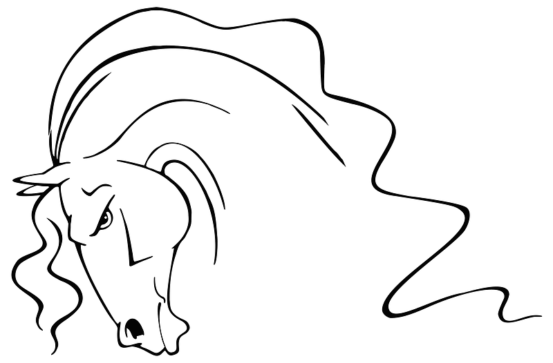 Stylized Horse Head Line Art