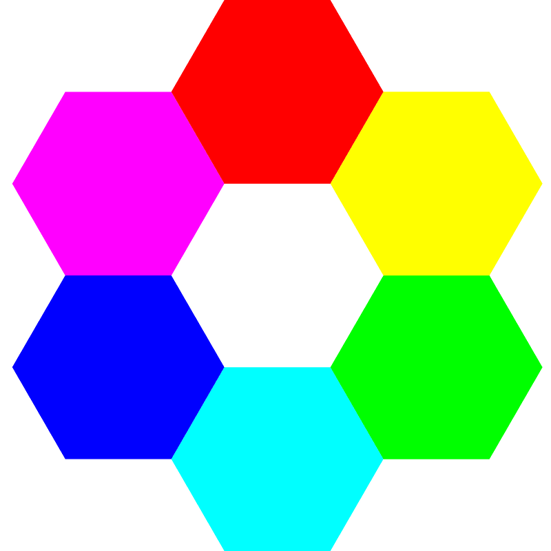 6 Color Hexagons