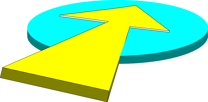 Yellow arrow on circle