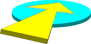 Yellow arrow on circle