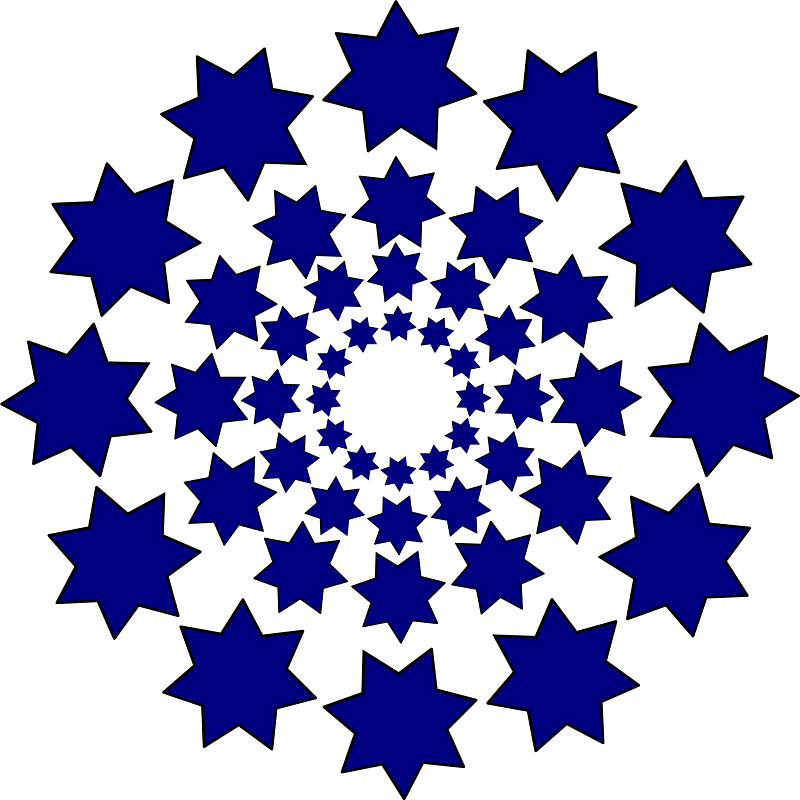 Round blue heptagram stars