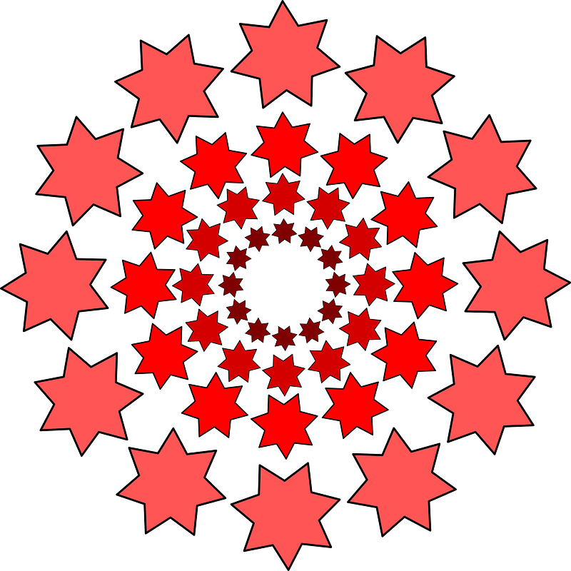 Round red heptagram stars