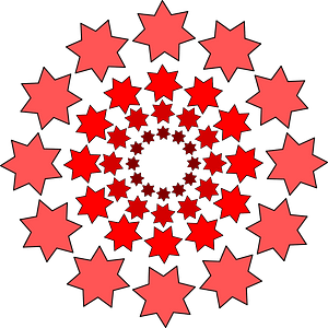 Round red heptagram stars