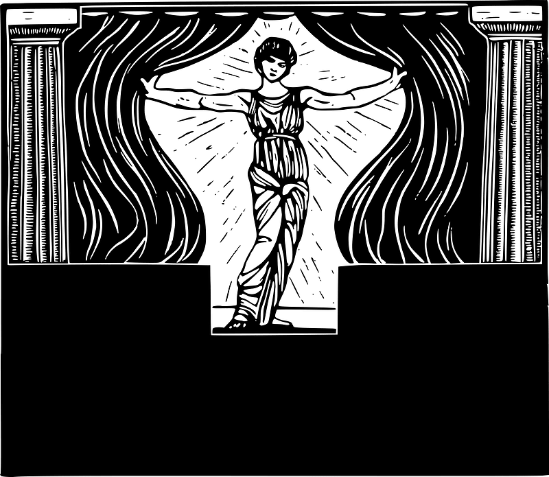 Title with woman opening curtains