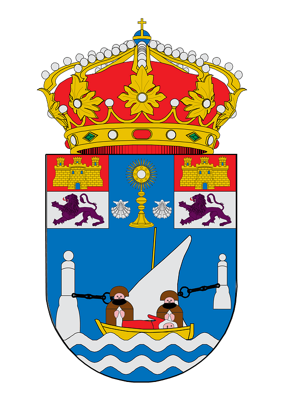 Escudo en la fachada de la biblioteca municipal de Padrón