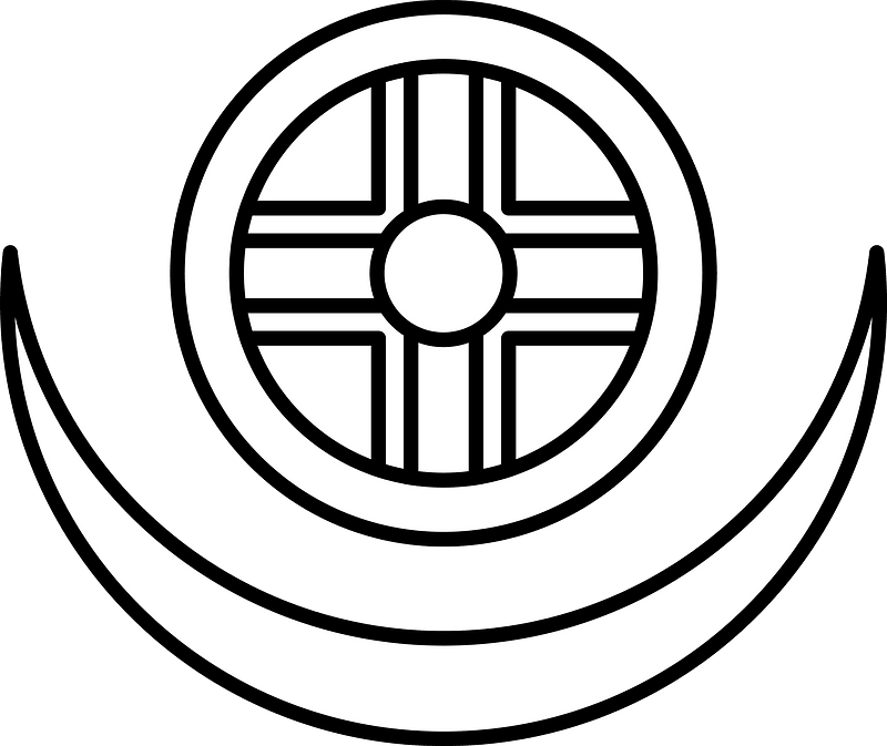 Sun wheel in the crescent of moon