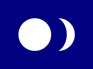 Flag of Blue Ground White Sun and Moon