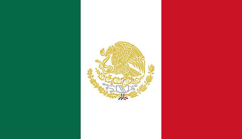Flag of Mexico with Golden and Silver Arms